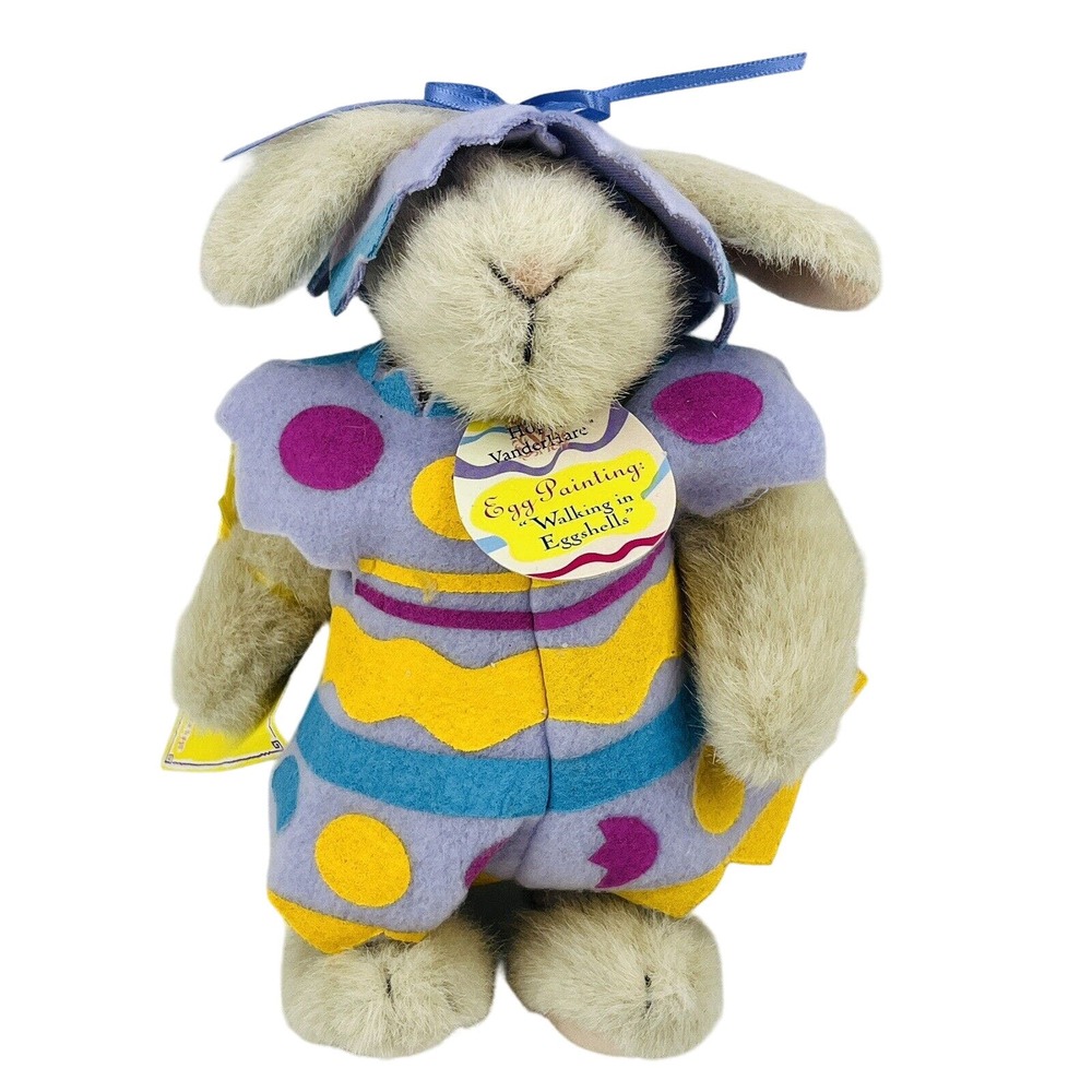 Egg Painting Hoppy Vanderhare 7" Plush Bear NABCO 1993 Walking In Eggshells